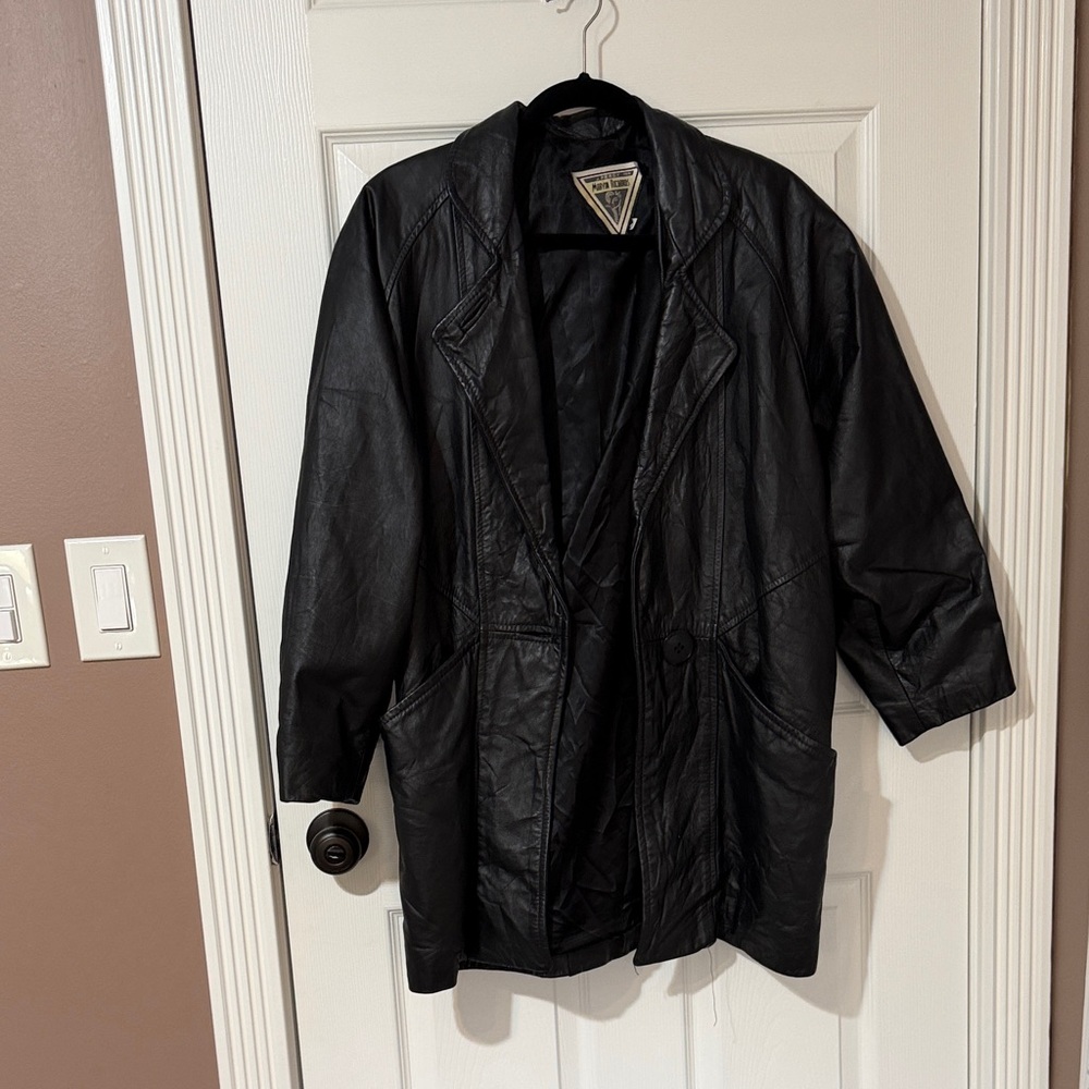 Marvin Richards Black Leather Trench Coat